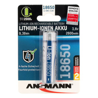 Artikelbild für ANSMANN Akku Li-Ion 18650 2.600 mAh, 1 St., Artikelnummer 509562