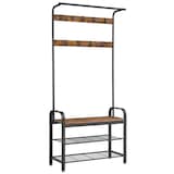 Artikelbild 1 für VASAGLE Garderobenbank mit Haken und Schuhrost HSR400B01V1 schwarz, vintagebraun Metall 84,0 cm, Artikelnummer 760326