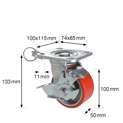 Artikelbild 2 für WAGNER® design yourself Schwerlast-Lenkrolle RO 0114 rot, Artikelnummer 418747