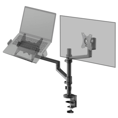 Artikelbild für goobay Laptop-Monitor-Halterung Deluxe 74417 schwarz für 1 Monitor und 1 Notebook, Tischbohrung, Tischklemme, Artikelnummer 656187