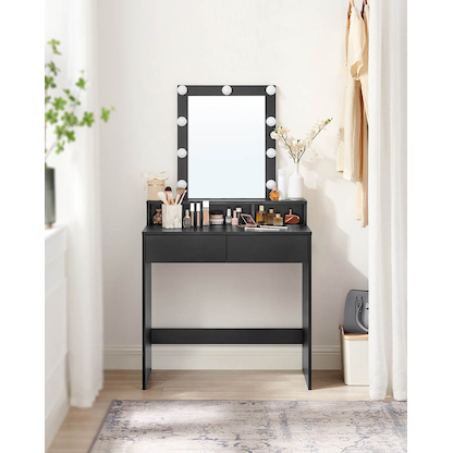 Artikelbild 4 für VASAGLE Schminktisch rechteckig Melamin, Spanplatte schwarz 80,0 x 40,0 x 145,0 cm, 1 St., Artikelnummer 438687