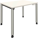 Artikelbild 1 für fm Sidney höhenverstellbarer Schreibtisch weiß rechteckig, 4-Fuß-Gestell Rundrohr silber 100,0 x 80,0 cm, Artikelnummer 352937