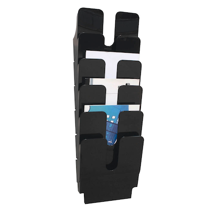 Artikelbild für DURABLE Wandprospekthalter Flexiplus schwarz DIN A4 hoch 6 Fächern 24,7 x 10,0 x 74,5 cm, 1 St., Artikelnummer 481804
