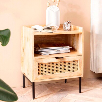 Artikelbild 4 für WOHNLING Nachttisch rechteckig Massivholz braun 50,0 x 40,0 x 60,0 cm, 1 St., Artikelnummer 314819