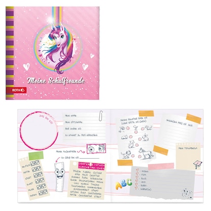 Artikelbild für ROTH Freundebuch Einhornportrait ca. DIN A4 liniert, rosa Hardcover 64 Seiten, 1 St., Artikelnummer 580924