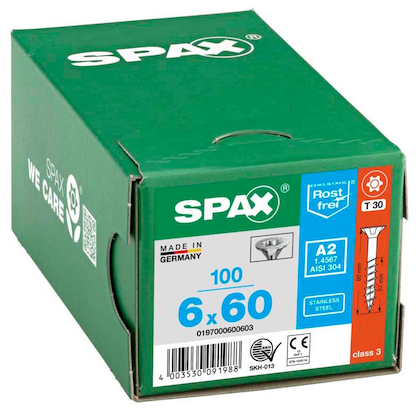Artikelbild 2 für SPAX® Universalschrauben T30 Senkkopf Edelstahl A2 0197000600603 6 mm x 60 mm, 100 St., Artikelnummer 395067