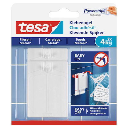 Artikelbild für tesa Powerstripes Klebenägel für max. 4,0 kg, 4,6 x 6,4 cm, 2 St., Artikelnummer 121204
