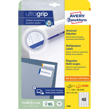 Artikelbild 2 für AVERY Zweckform Etiketten 4780 weiß 48,5 x 25,4 mm, 30 Blatt, Artikelnummer 437863