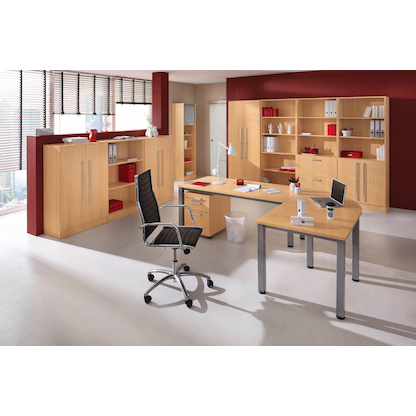 Artikelbild 4 für HAMMERBACHER Anbautisch höhenverstellbar Akandia buche, silber halbrund 60,0 x 80,0 x 65,5 - 82,5 cm, Artikelnummer 626349