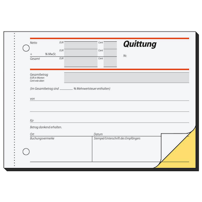 Artikelbild 2 für SIGEL Quittung, MwSt. separat ausgewiesen Formularbuch SD021, 1 St., Artikelnummer 855155
