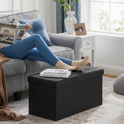 Artikelbild 6 für SONGMICS Sitztruhe LSF105 schwarz Leder 76,0 cm, Artikelnummer 439028