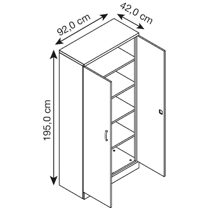 Artikelbild 2 für Gürkan Stahlschrank 100130 tiefschwarz, ahorn 4 Fachböden 92,0 x 42,0 x 195,0 cm, aufgebaut, 1 St., Artikelnummer 354852