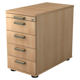 Artikelbild 1 für HAMMERBACHER Haziender Standcontainer eiche 5 Auszüge Kunststoff-Relinggriff silber 42,8 x 80,0 x 72,0 - 76,0 cm, Artikelnummer 633038