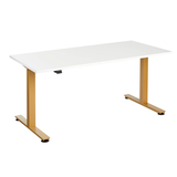 Artikelbild 1 für HAMMERBACHER XMST16 elektrisch höhenverstellbarer Schreibtisch weiß rechteckig, T-Fuß-Gestell gold 160,0 x 80,0 cm, Artikelnummer 298044