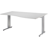 Artikelbild 1 für HAMMERBACHER NS18 Schreibtisch lichtgrau Trapezform, C-Fuß-Gestell silber 180,0 x 80,0/100,0 cm, Artikelnummer 864892