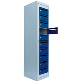Artikelbild 1 für LÜLLMANN Schließfachschrank enzianblau, lichtgrau 526411, 10 Schließfächer 40,0 x 50,0 x 180,0 cm, Artikelnummer 186548