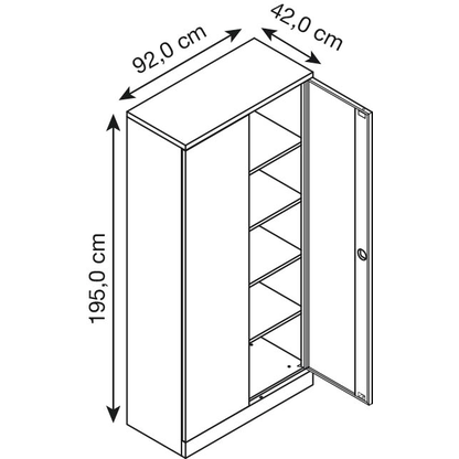 Artikelbild 3 für Gürkan Stahlschrank 100070 lichtgrau 4 Fachböden 92,0 x 42,0 x 195,0 cm, aufgebaut, 1 St., Artikelnummer 493544