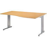 Artikelbild 1 für HAMMERBACHER NS18 Schreibtisch buche Trapezform, C-Fuß-Gestell silber 180,0 x 80,0/100,0 cm, Artikelnummer 864912