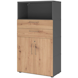 Artikelbild 1 für HAMMERBACHER Regalschrank FlexWall, VFW48K2KG/G/R/BS grafit, asteiche 80,0 x 40,0 x 145,0 cm, 1 St., Artikelnummer 950347