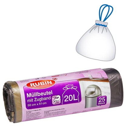 Artikelbild für RUBIN Müllbeutel 20,0 l schwarz, 25 St., Artikelnummer 213262