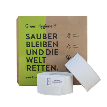 Artikelbild für Green Hygiene® Jumbo-Toilettenpapier JUTTA-RENATE 2-lagig Recyclingpapier, 16 Rollen, Artikelnummer 211658