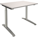 Artikelbild 1 für fm Sidney höhenverstellbarer Schreibtisch lichtgrau rechteckig, C-Fuß-Gestell Rundrohr silber 80,0 x 80,0 cm, Artikelnummer 371577
