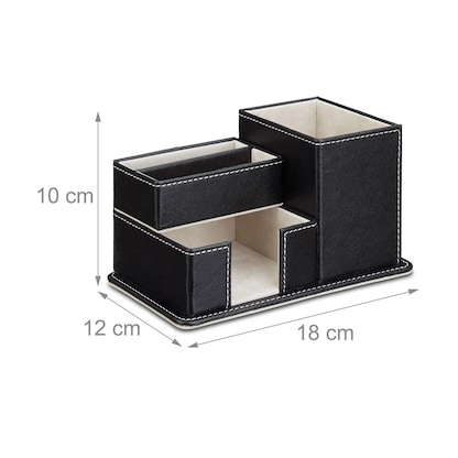 Artikelbild 5 für relaxdays Schreibtisch-Organizer schwarz Lederimitat 4 Fächer 18,0 x 12,0 x 10,0 cm, Artikelnummer 516611