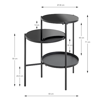 Artikelbild 2 für HAKU Möbel Beistelltisch rund Sicherheitsglas schwarz 56,0 x 39,0 x 71,0 cm, 1 St., Artikelnummer 142608