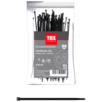 Artikelbild für TOX Kabelbinder Clip schwarz 100,0 mm x 2,5 mm, 100 St., Artikelnummer 560403