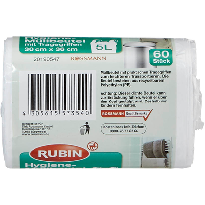Artikelbild 4 für RUBIN Kosmetikbeutel 5,0 l weiß, 60 St., Artikelnummer 213134