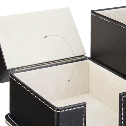 Artikelbild 6 für relaxdays Schreibtisch-Organizer schwarz Lederimitat 4 Fächer 18,0 x 12,0 x 10,0 cm, Artikelnummer 516611