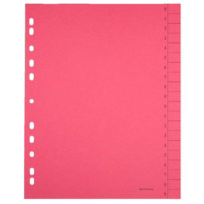 Artikelbild 13 für Trennblätter DIN A4 0-9 farbsortiert, 250 g/qm, 100 Blatt, Artikelnummer 630586