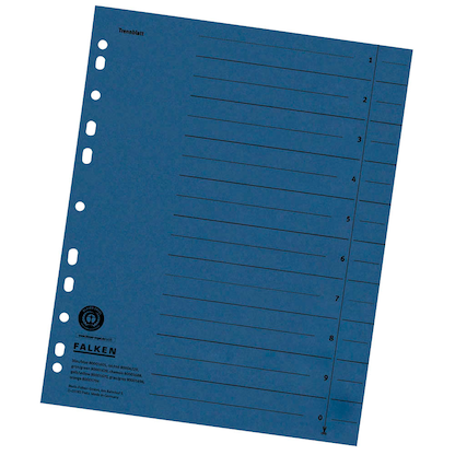 Artikelbild für FALKEN Trennblätter DIN A4 1-0 blau, 230 g/qm, 100 St., Artikelnummer 958488
