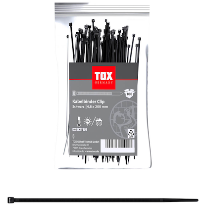 Artikelbild für TOX Kabelbinder Clip schwarz 200,0 mm x 4,8 mm, 100 St., Artikelnummer 560468