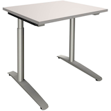 Artikelbild 1 für fm Sidney höhenverstellbarer Schreibtisch lichtgrau rechteckig, C-Fuß-Gestell Rundrohr silber 100,0 x 80,0 cm, Artikelnummer 371581