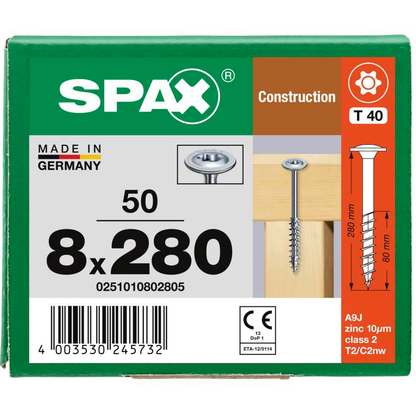 Artikelbild 7 für SPAX® Holzbauschrauben T40 Tellerkopf WIROX 0251010802805 8 mm x 280 mm, 50 St., Artikelnummer 397362