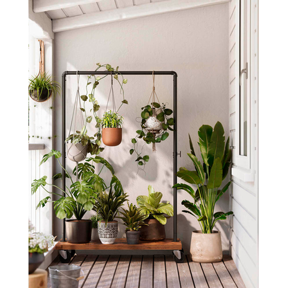 Artikelbild 5 für VASAGLE Rollgarderobe braun Metall 2 Haken 104,5 x 162,0 cm, Artikelnummer 260889