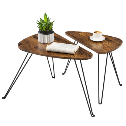Artikelbild für VASAGLE Couchtische-Set dreieckig abgerundet Spanplatte braun, 1 Set, Artikelnummer 289387