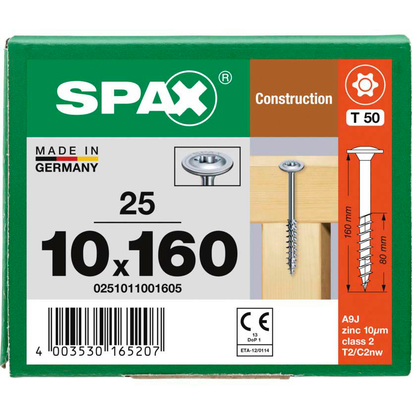 Artikelbild 7 für SPAX® Holzbauschrauben T40 Tellerkopf WIROX 0251011001605 10 mm x 160 mm, 25 St., Artikelnummer 396406