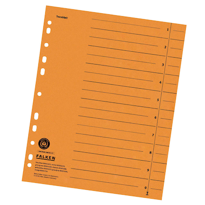 Artikelbild für FALKEN Trennblätter DIN A4 1-0 orange, 230 g/qm, 100 St., Artikelnummer 958538