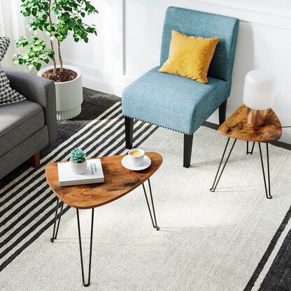 Artikelbild 4 für VASAGLE Couchtische-Set dreieckig abgerundet Spanplatte braun, 1 Set, Artikelnummer 289387