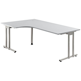 Artikelbild 1 für HAMMERBACHER NS82 Schreibtisch lichtgrau L-Form, C-Fuß-Gestell silber 200,0 x 80,0/120,0 cm, Artikelnummer 866638