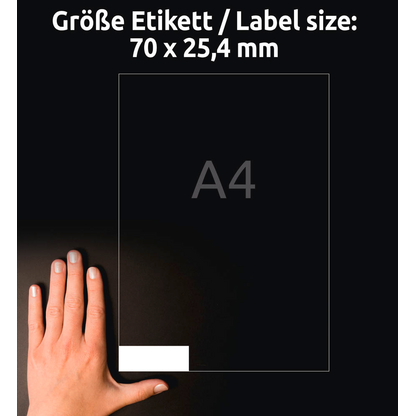 Artikelbild 6 für AVERY Zweckform Etiketten 3421 weiß 70,0 x 25,4 mm, 100 Blatt, Artikelnummer 636480