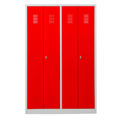 Artikelbild 2 für Gürkan Spind lichtgrau, feuerrot 104998, 2 Schließfächer 117,0 x 50,0 x 180,0 cm, Artikelnummer 560420