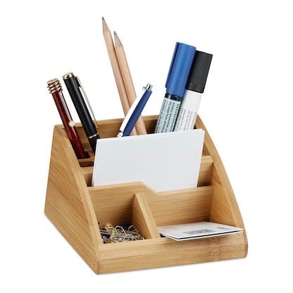 Artikelbild für relaxdays Schreibtisch-Organizer braun Bambus 5 Fächer 12,7 x 15,5 x 8,7 cm, Artikelnummer 516577