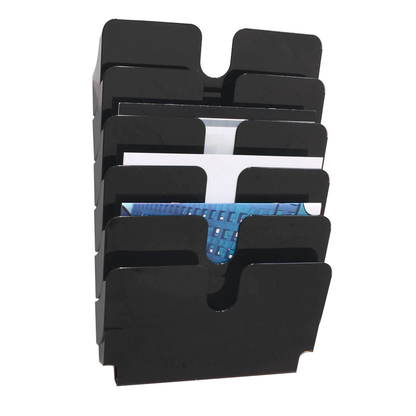 Artikelbild für DURABLE Wandprospekthalter Flexiplus schwarz DIN A4 quer 6 Fächern 34,0 x 10,0 x 52,0 cm, 1 St., Artikelnummer 483859