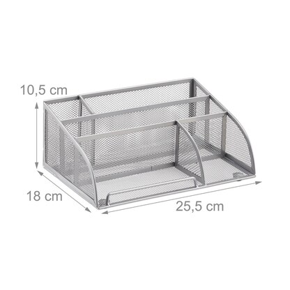 Artikelbild 2 für relaxdays Schreibtisch-Organizer silber Metall 5 Fächer 25,5 x 18,0 x 10,5 cm, Artikelnummer 516833