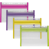 Artikelbild 1 für VELOFLEX Reißverschlussbeutel VELOBAG® XXS DIN A5 transparent/pink, lila, grün, gelb 0,3 mm, 4 St., Artikelnummer 114337