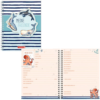 Artikelbild für BRUNNEN Freundebuch Happy Ocean ca. DIN A5 liniert, blau Hardcover 80 Seiten, 1 St., Artikelnummer 163057