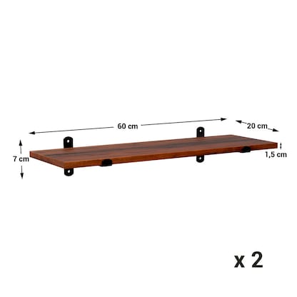 Artikelbild 2 für SONGMICS Wandregale-Set braun, schwarz 60,0 x 20,0 x 7,0 cm, 1 St., Artikelnummer 438758